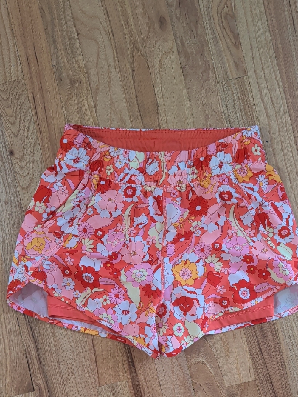 Avia Floral Elastic-Waist Women's Shorts - Coral Pink